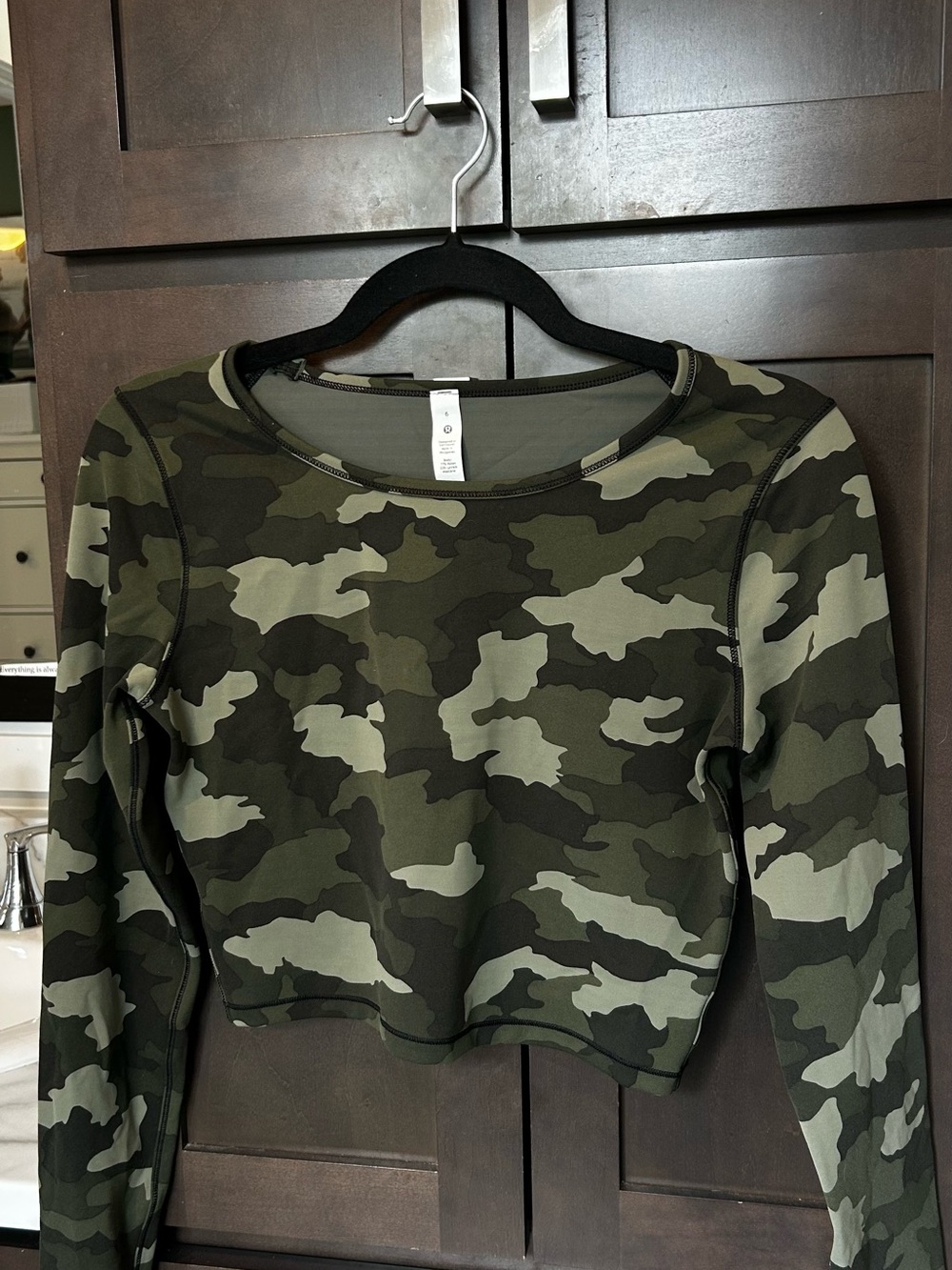 lululemon athletica Women's Olive Green Camo Long-Sleeve Crop Top